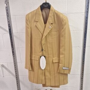 Gold Striped Boys 3 Piece Suit